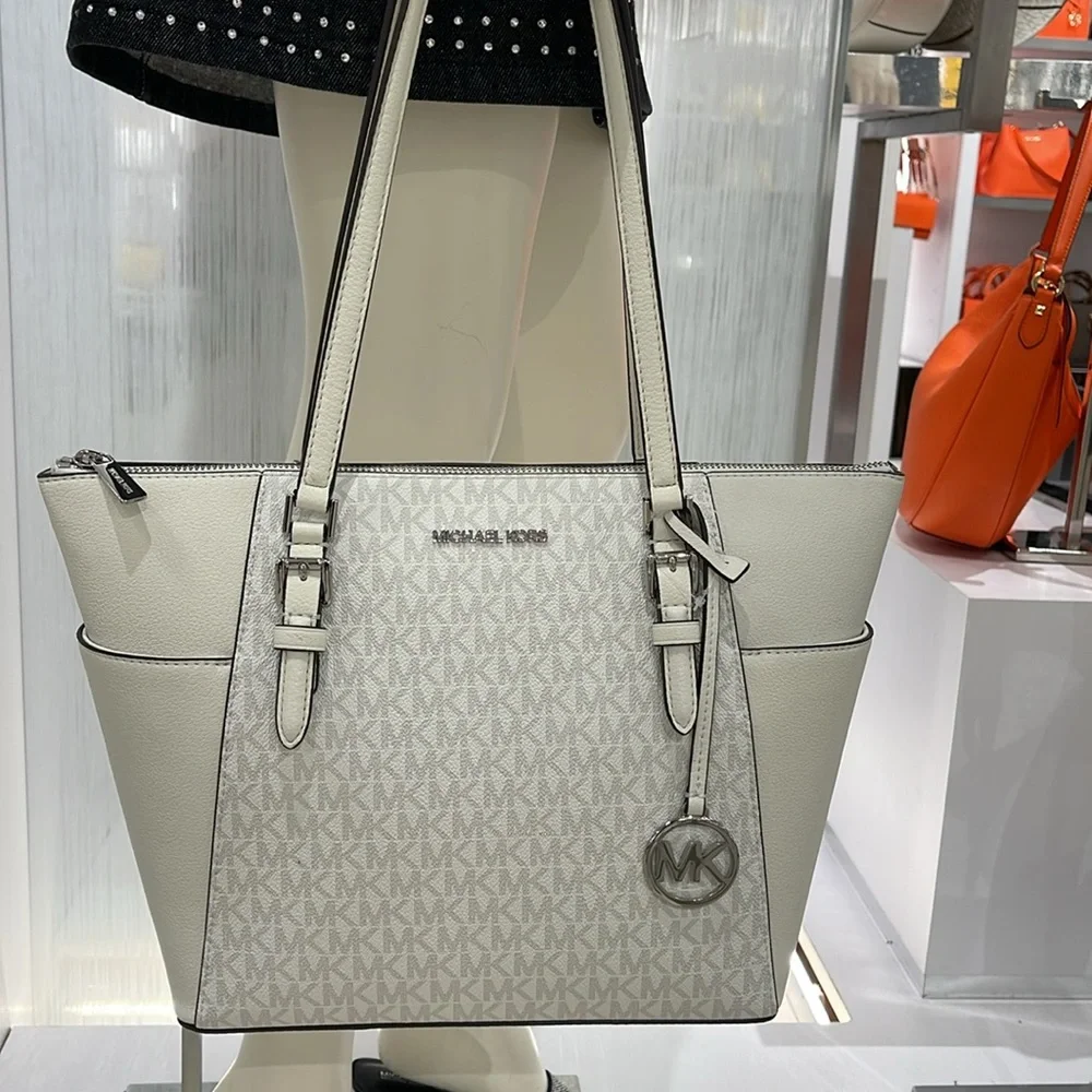 Michael Kors Charlotte Large Logo and Leather Top-Zip Tote Bag
Optic White 
NWT - Picture 16 of 16